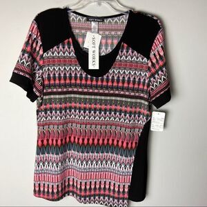 🖤5/$40!! NWT Pink Black Soft T Shirt Summer Top. Business Casual.